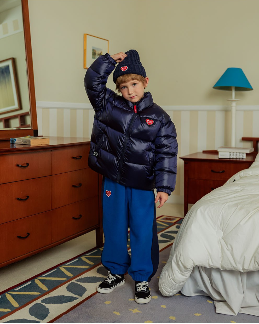 Navy BB Heart Basic Puffer Jumper