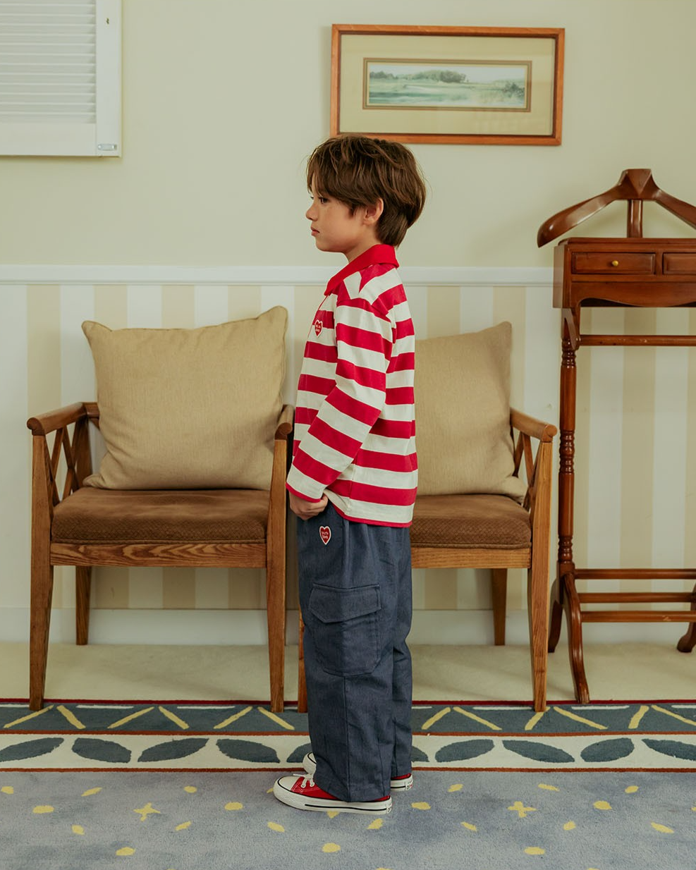 Dark Blue BB Heart Tapered Cargo Pants