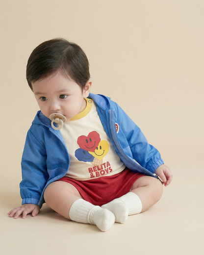 BABY Blue BB Heart Hooded Windbreaker