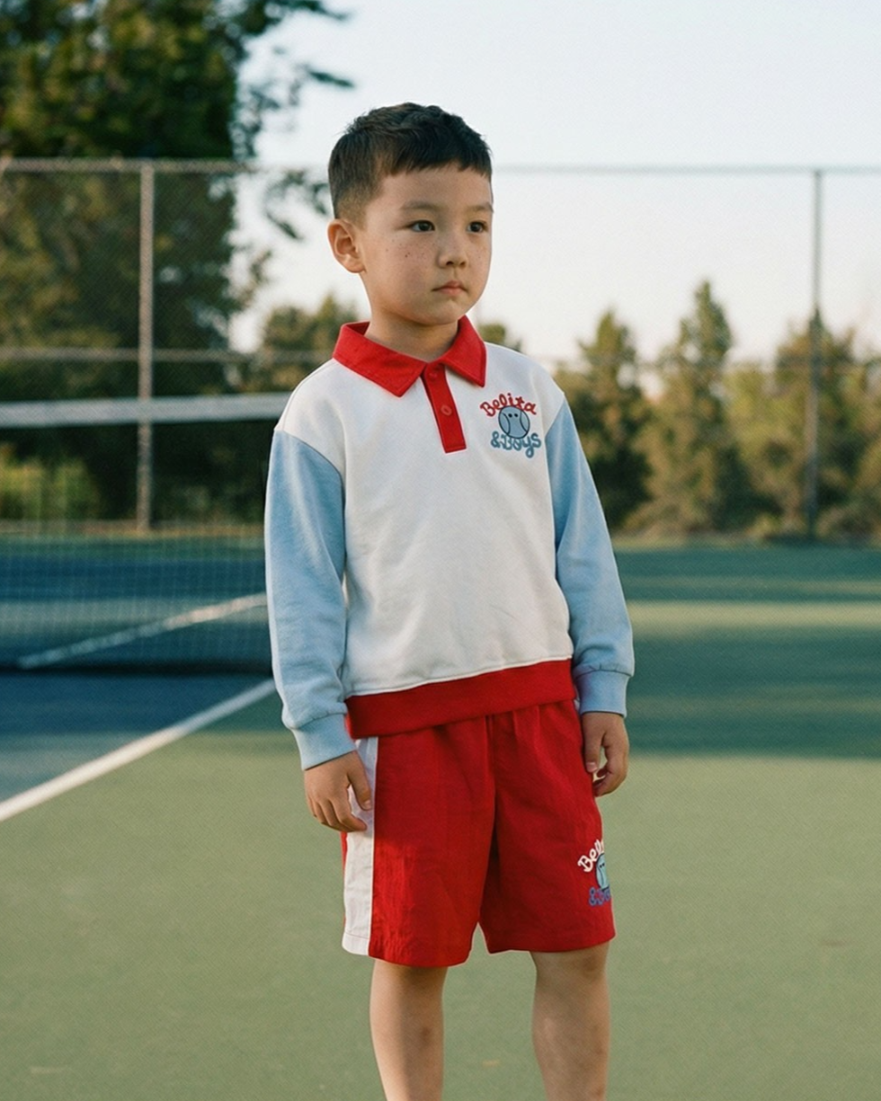 Red Tennis Color Block Shorts