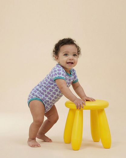 BABY Violet BB Heart Pattern Short Bodysuit