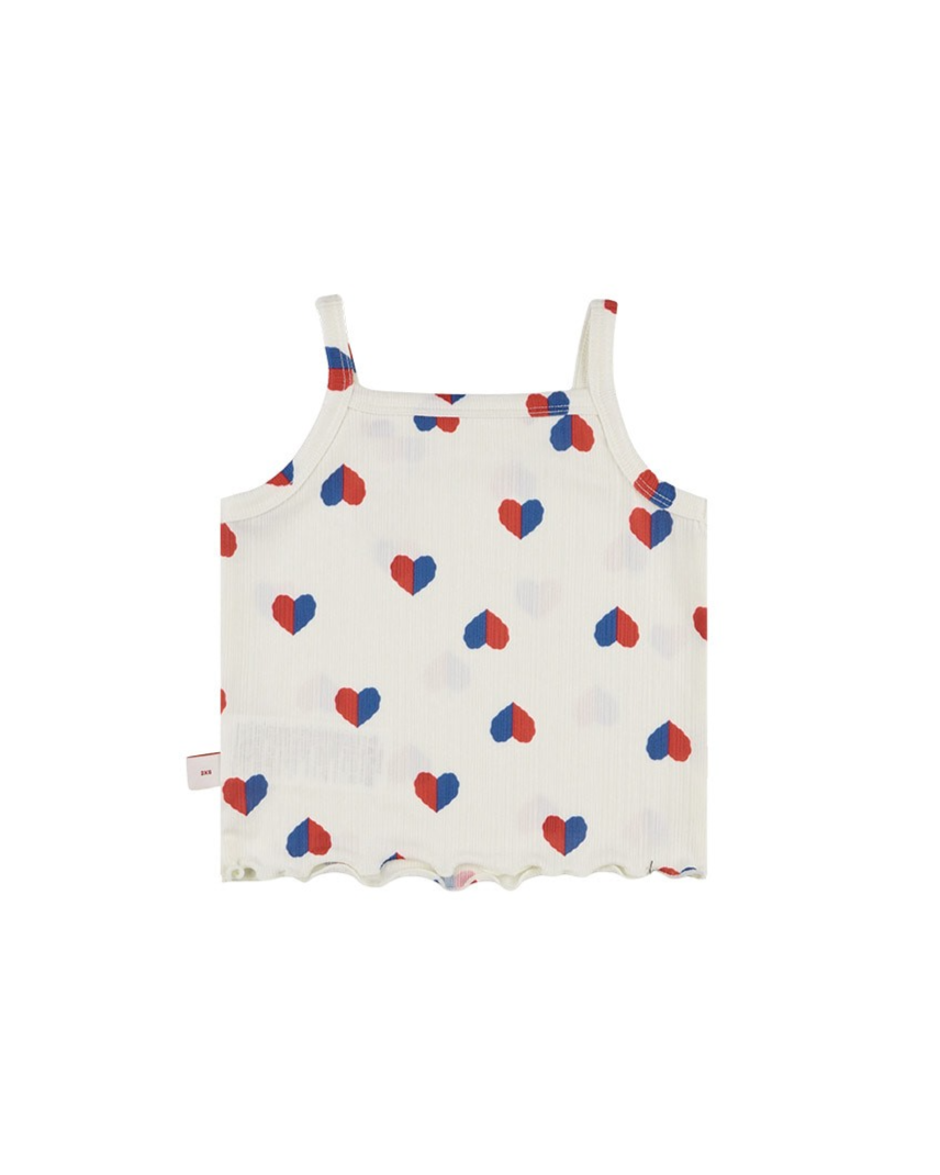 [BABY GIRL SET] Ivory Red Blue Heart Pattern Sleeveless Shorts