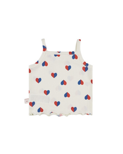 [BABY GIRL SET] Ivory Red Blue Heart Pattern Sleeveless Shorts