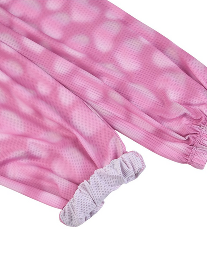 Pink Water Dye Heart Pattern Mesh Jogger