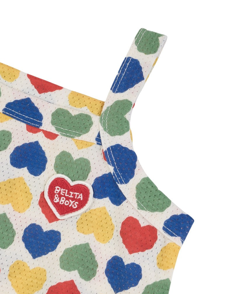 BABY Cream Rainbow Heart Mesh Sleeveless Bodysuit