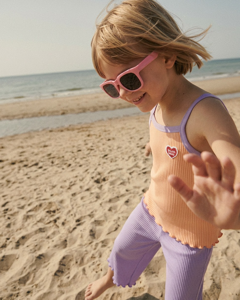 [GIRL SET] Orange BB Heart Two-Tone Sleeveless One Mile