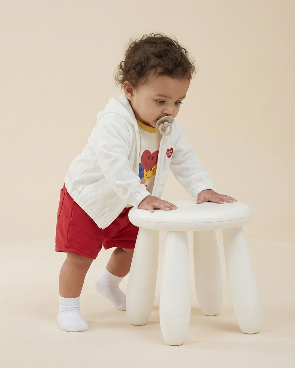 BABY White BB Heart Hooded Windbreaker