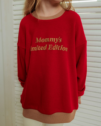 Red Mommy Color Block Knit Sweater