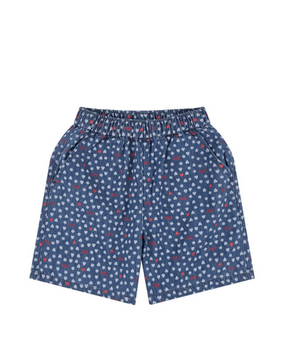 [SET] Blue BB Heart All-Over Denim Shirt & Shorts