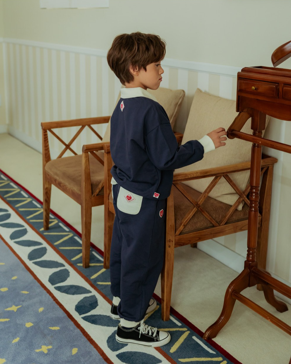 [SET] Navy BB Heart Collar Jogger