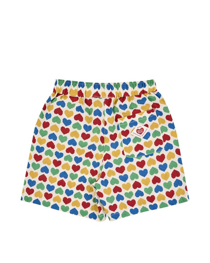 [SET] Cream Rainbow Heart Polysucker Shirt & Shorts
