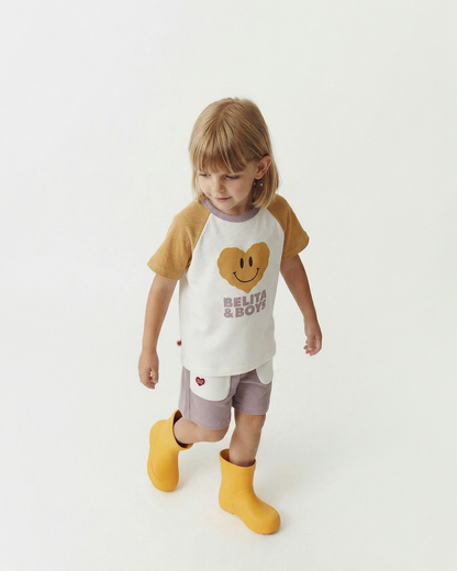 Violet BB Heart Pocket Color Block Waffle Shorts