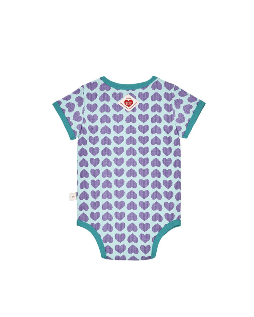 BABY Violet BB Heart Pattern Short Bodysuit