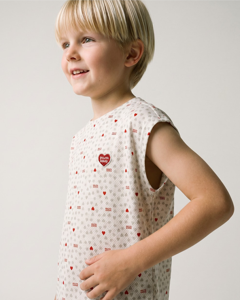 [SET] Light Grey Heart Star Mesh Sleeveless Shorts