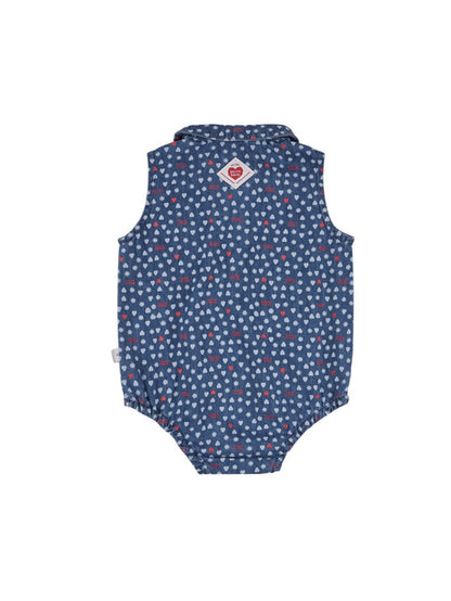 BABY Blue BB Heart All-Over Denim Sleeveless Bodysuit