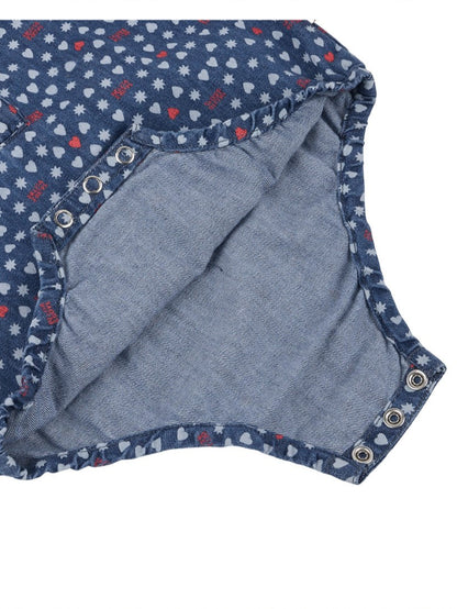 BABY Blue BB Heart All-Over Denim Sleeveless Bodysuit