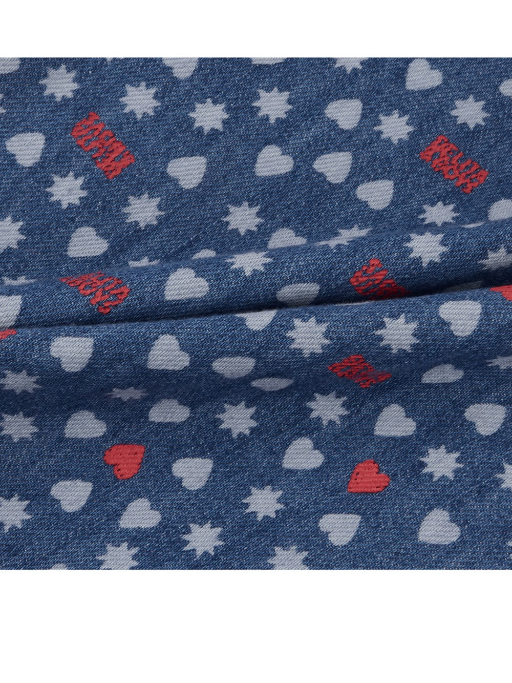 [BABY SET] Blue BB Heart All-Over Denim Shirt & Shorts