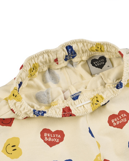 [SET] Light Yellow Smile Heart Pattern Shorts