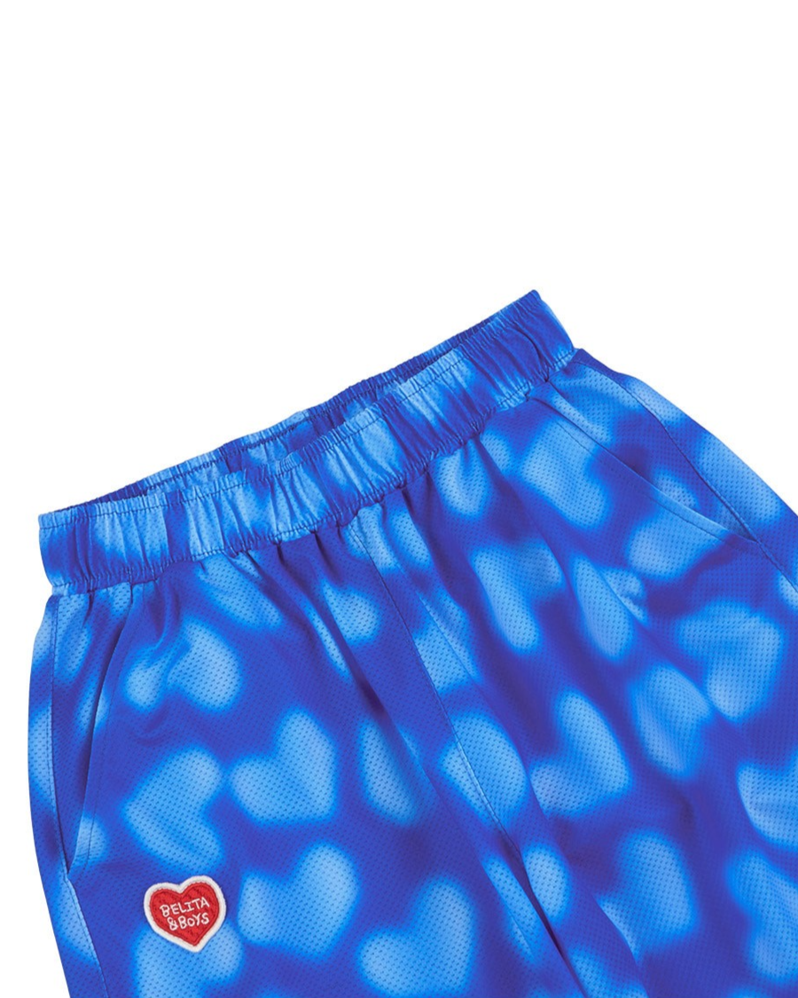 Blue Water Dye Heart Pattern Mesh Jogger