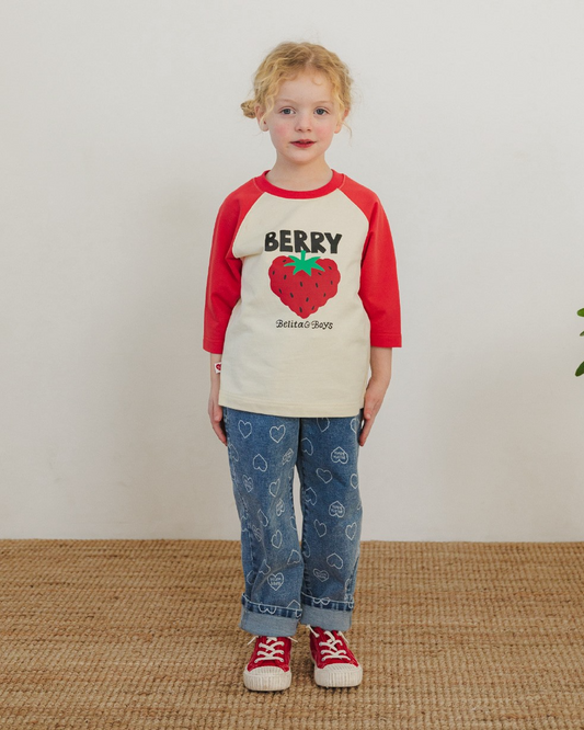 Light Blue BB Heart Pattern Denim Pants