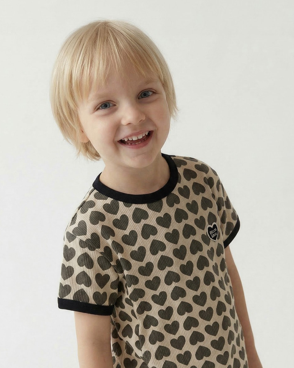 Charcoal BB Heart Pattern One Mile Shorts