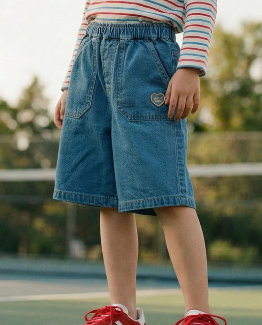 Blue BB Heart Bermuda Denim Shorts