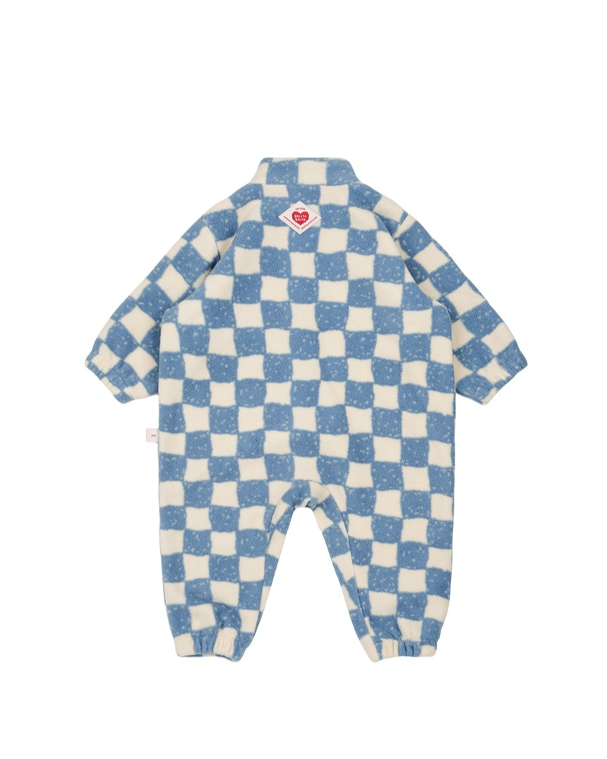 BABY Light Blue Checkerboard Fleece Jumpsuit