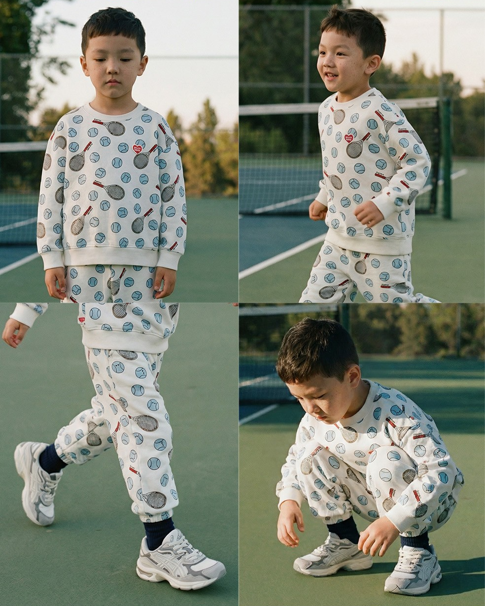 [SET] Ivory Tennis Pattern Jogger