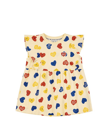 [GIRL SET] Light Yellow Smile Heart Pattern Blouse & Shorts