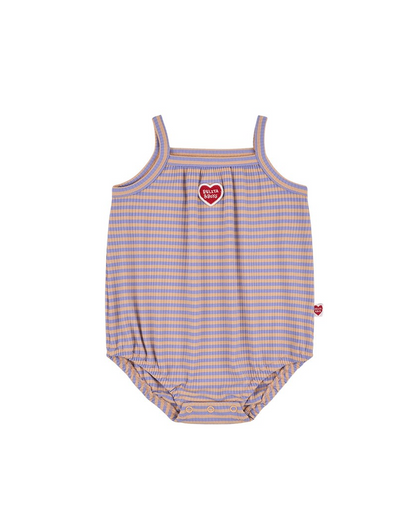 BABY GIRL Violet BB Heart Stripe Sleeveless Bodysuit