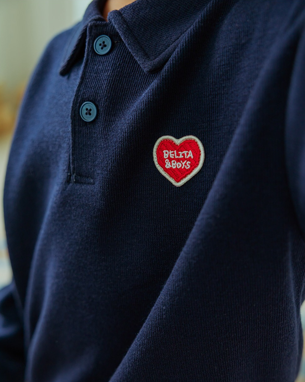 Navy BB Heart Collar Knit Sweater