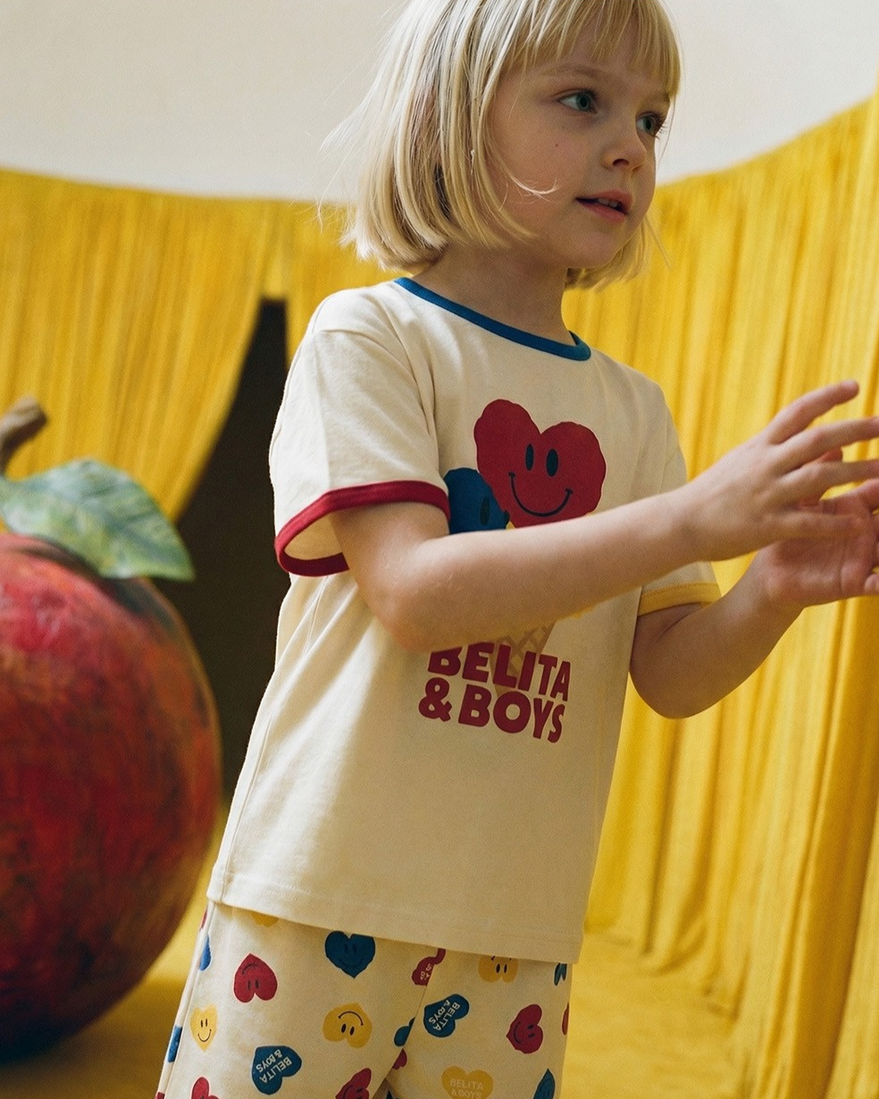 Cream Smile Heart Short Sleeve