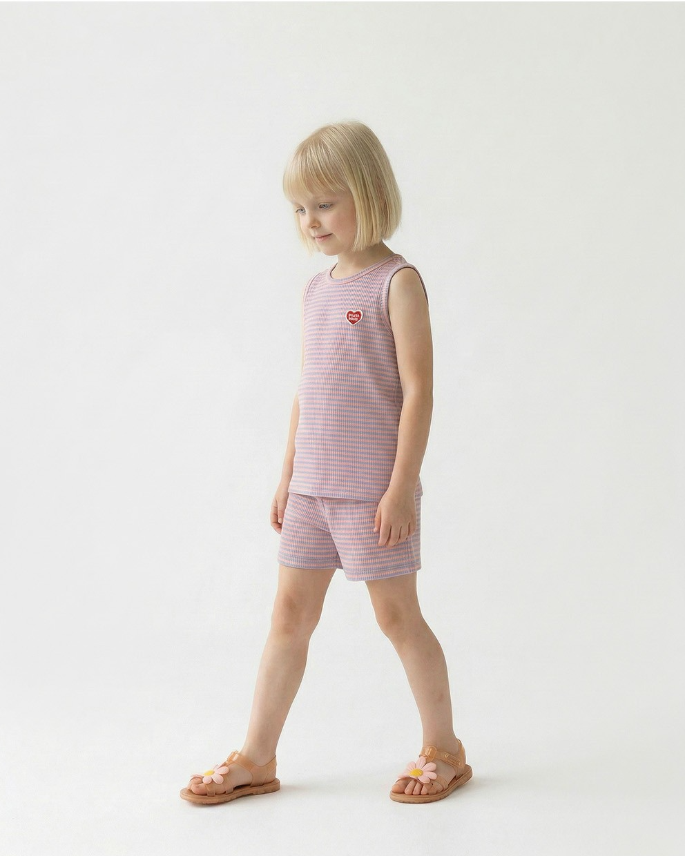 [SET] Violet BB Heart Stripe Sleeveless Shorts
