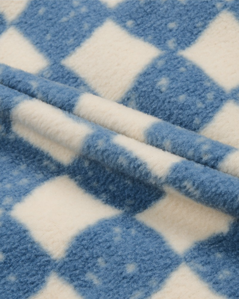 BABY Light Blue Checkerboard Fleece Jumpsuit