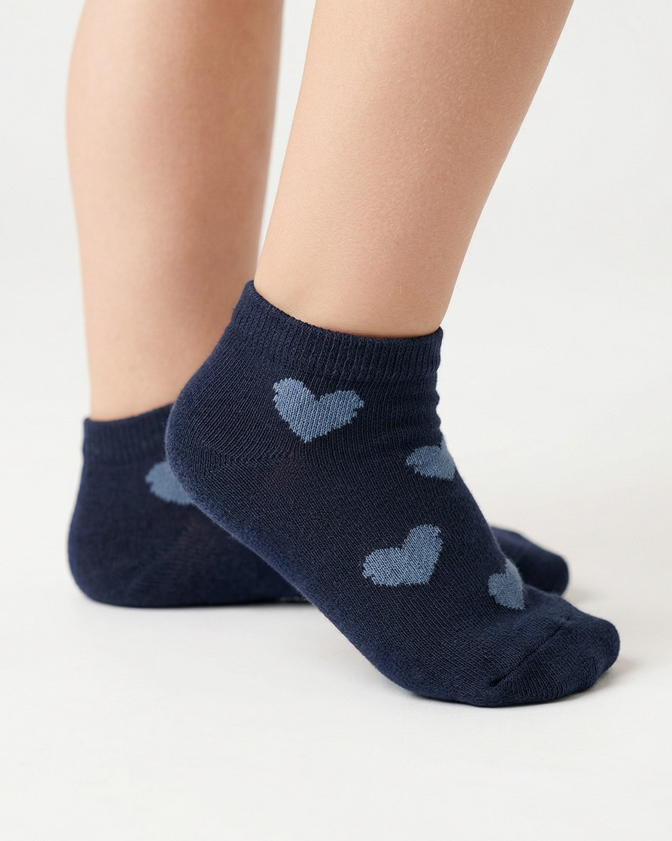 Navy BB Heart Jacquard Socks