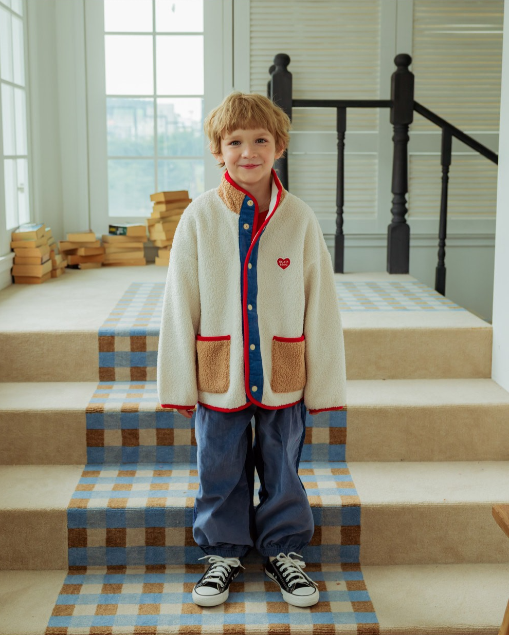 Blue Color Block Corduroy Jogger