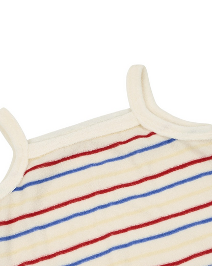 BABY Cream Bubble Apple Rainbow Stripe Terry Overall