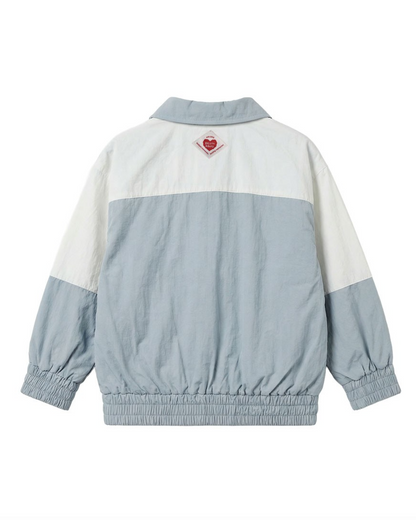 Light Blue Tennis Color Block Collar Windbreaker