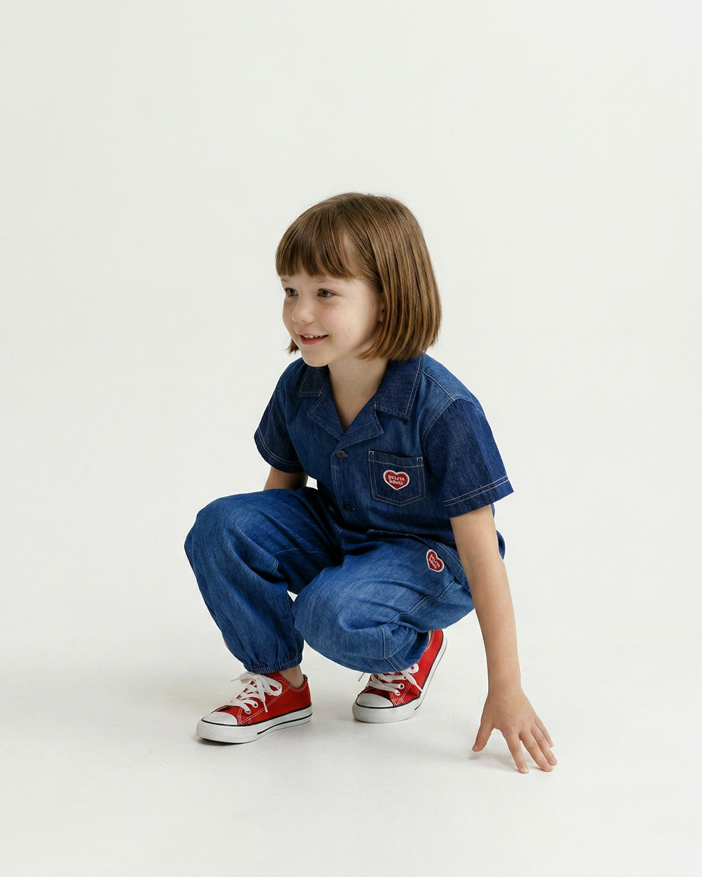 Blue BB Heart Balloon Fit Denim Pants