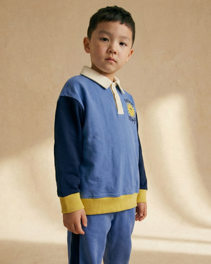 [SET] Mid Blue Sun Color Block Collar Jogger