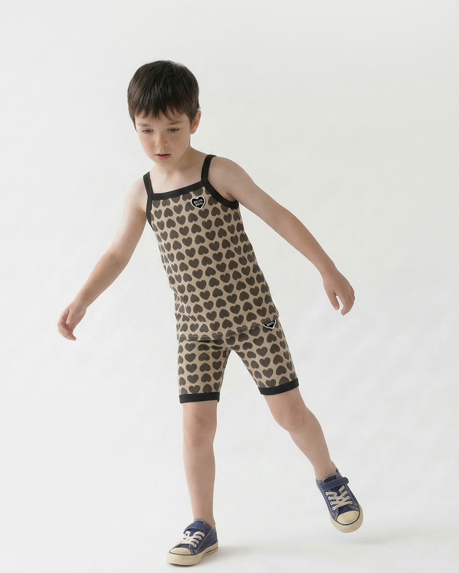 Charcoal BB Heart Pattern One Mile Shorts