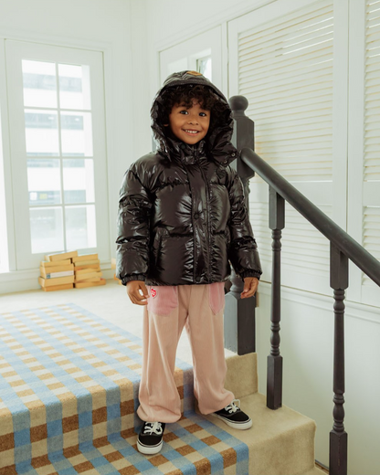 [SET] Pink BB Heart Velour Half Neck Jogger