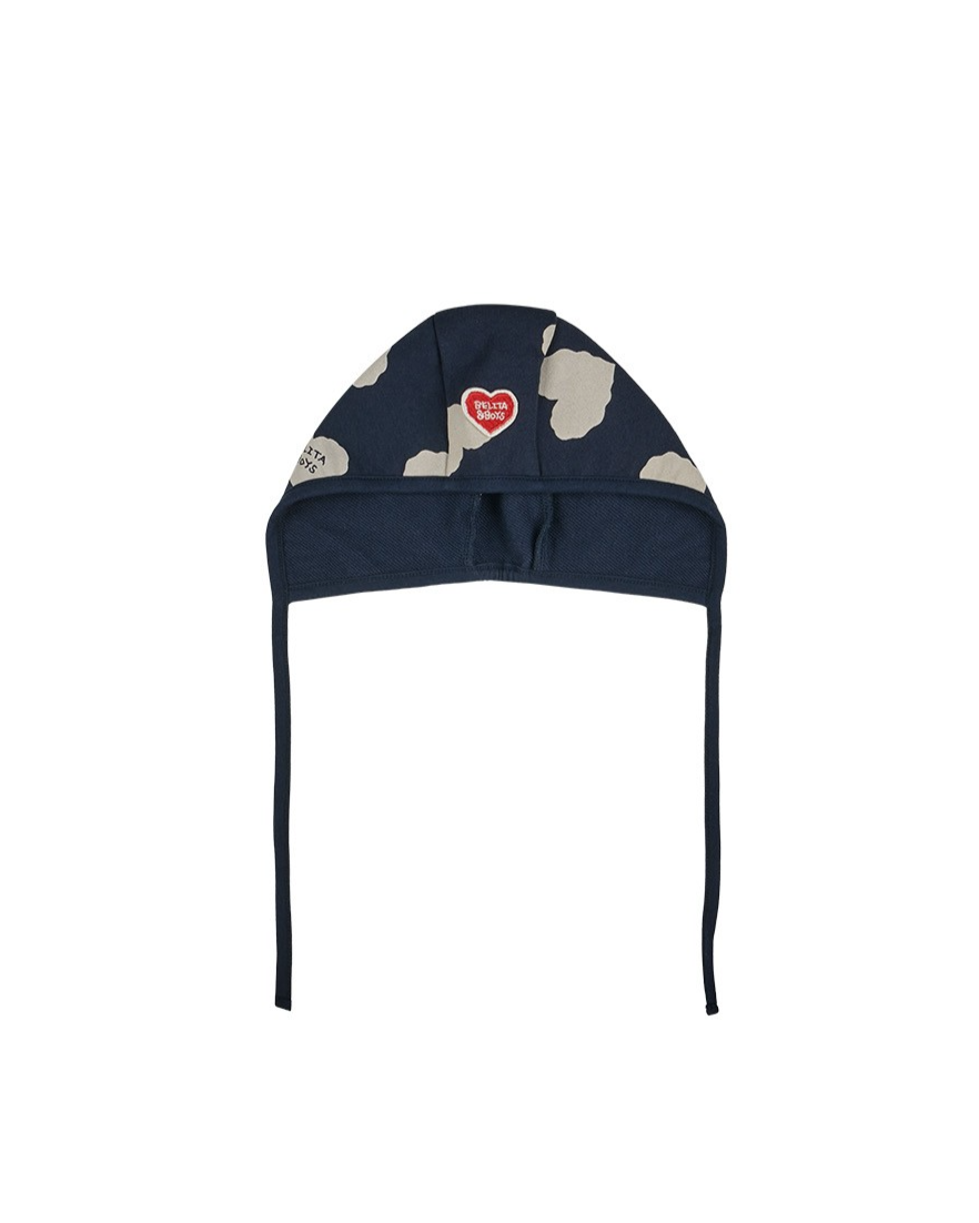 [BABY SET] Navy BB Heart Pattern Jumpsuit & Bonnet