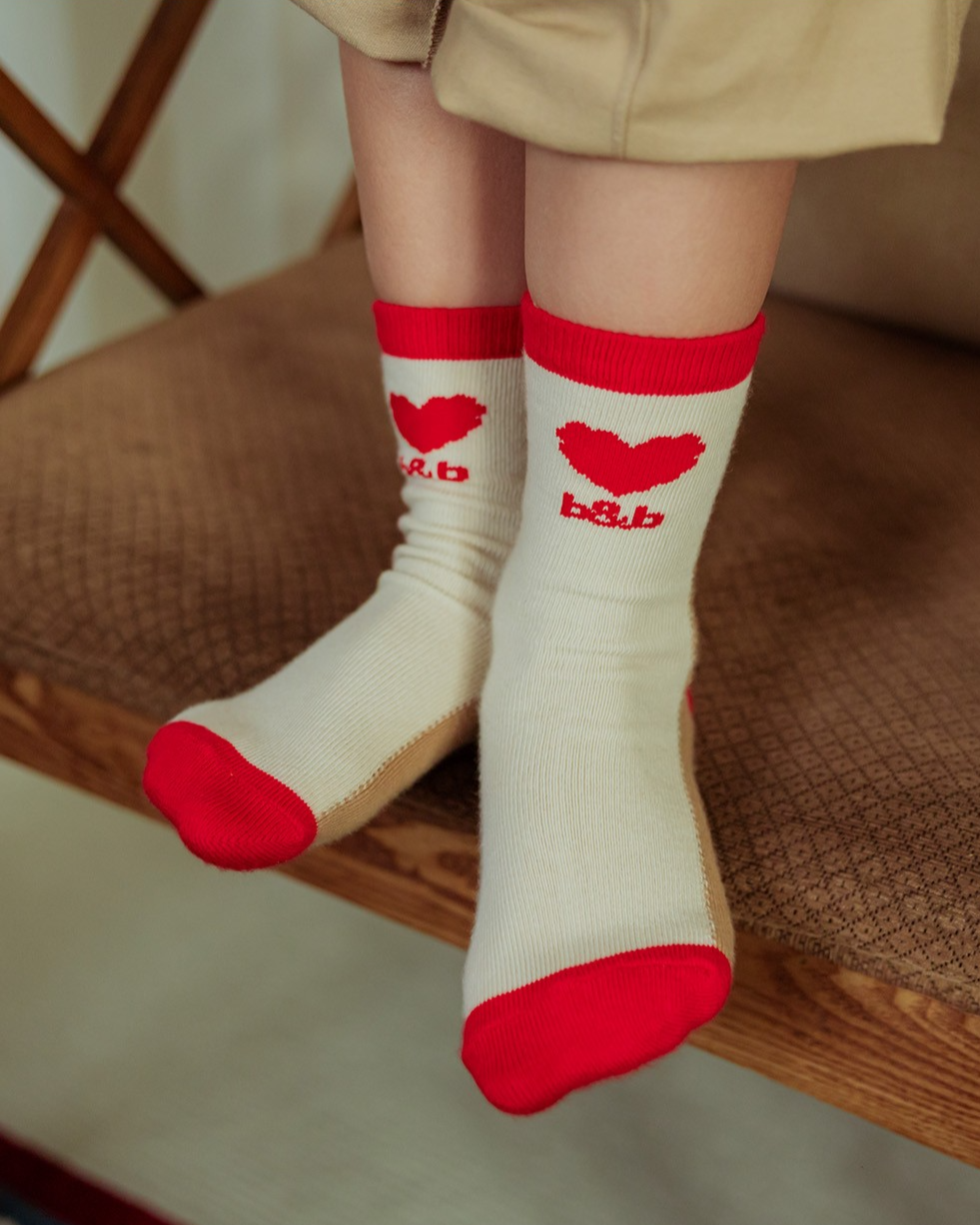 Camel BB Heart Color Block Socks