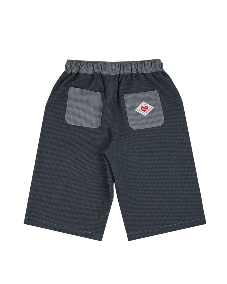 Grey BB Heart Color Block Polysucker Crop Pants