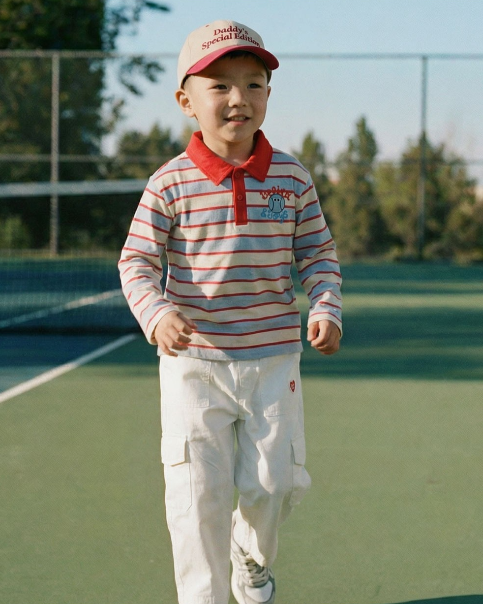 White BB Heart Fatigue Cargo Pants