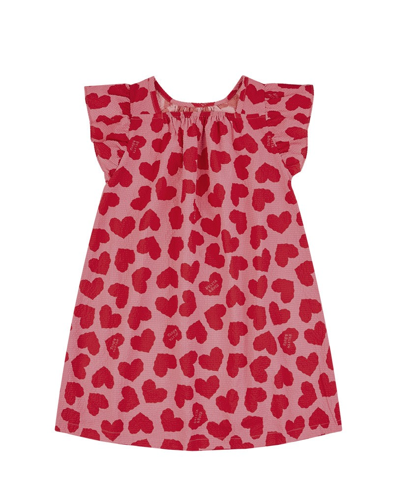 GIRL Pink BB Heart Pattern Polysucker Dress