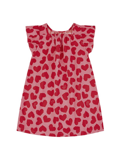 GIRL Pink BB Heart Pattern Polysucker Dress