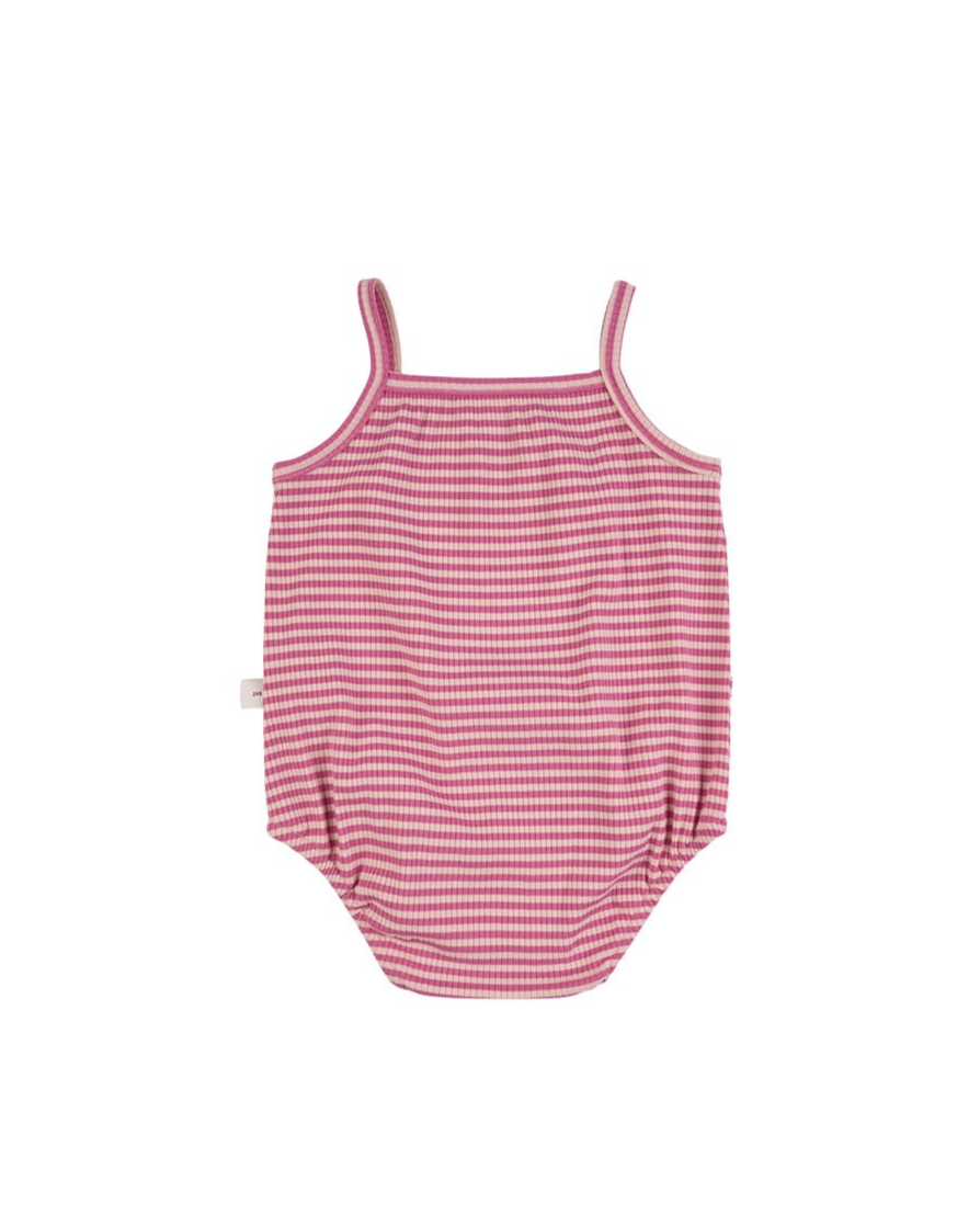 BABY GIRL Pink BB Heart Stripe Sleeveless Bodysuit