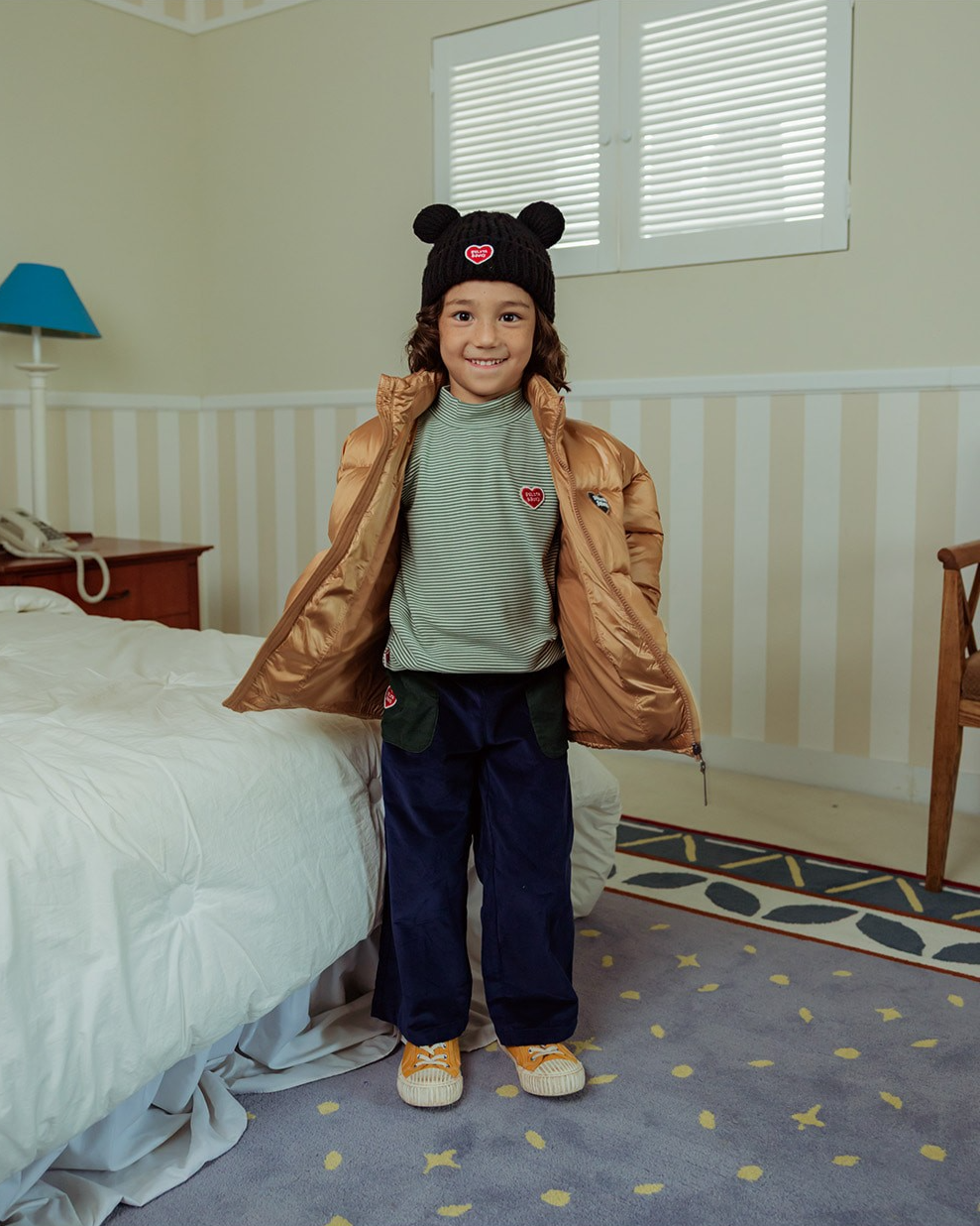 Black BB Heart Bear Beanie